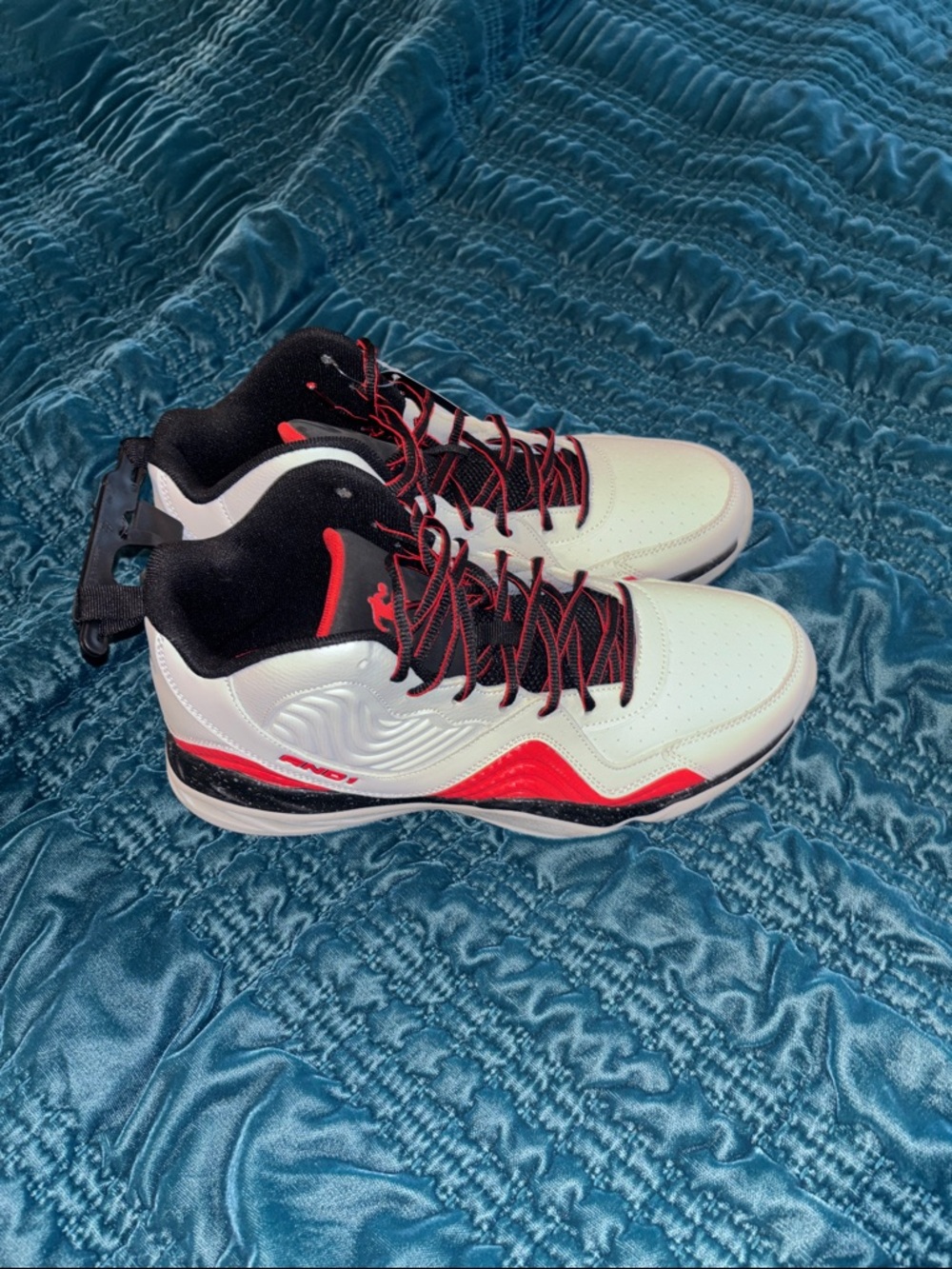AND1 White and Red Men's High-Top Basketball Shoes